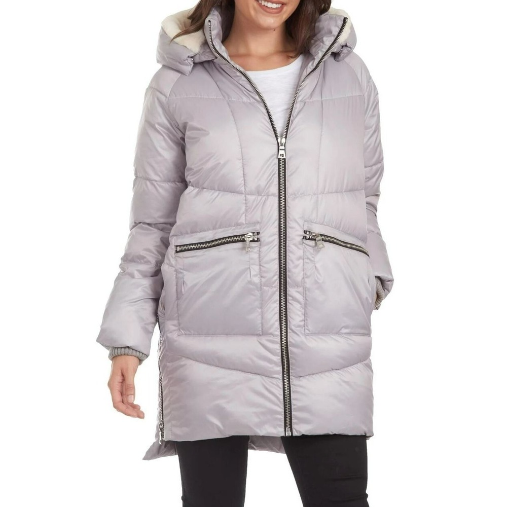 Kendall + Kylie women puffer coat U6381W 191152667439 grey hooded sz S $426